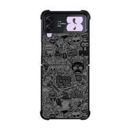Casing Case Samsung Z Flip 3 4, Z Fold 3 doodle grey cool F0030