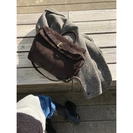 HIATUS Retro Casual Buckle Frosted Fleece Briefcase One-Shoulder Messenger Bag ins Commuter Simple N