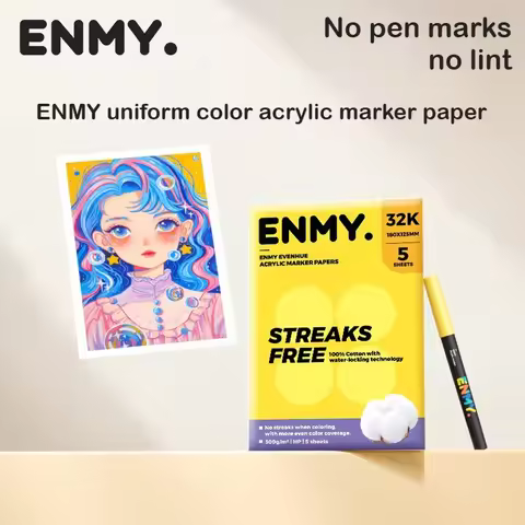ENMY 300g/㎡ Acrylic Marker Paper Cotton Fiber Watercolor Paper No Bleed Art Paper for Drawing Notebo
