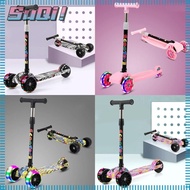 SUQI Kids Scooter, Foldable with Flash Wheels Children Scooter, Sport Toy Widened Pedals Lightweight Adjustable Height 3 Wheel Scooter for 3-12 Year Kids