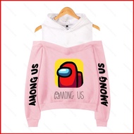 NS Among Us Hoodies Pullover Cosplay Long Sleeve Casual Tops Off shoulder Hooded Loose Sweatsuit Cot