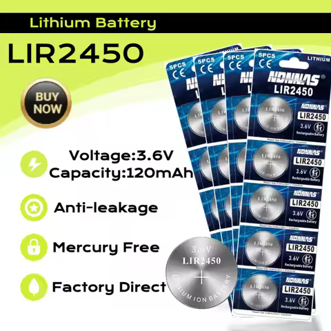 LIR2450 3.6V Rechargeable Lithium Rechargeable Battery Replace CR2450 For Watch Camera Remote Contro