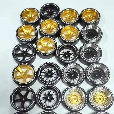 4pcs/set alloy rc wheel rim+ drift tire for 1/28 Wltoys K969 K989 P929 kyosho rally model car upgrad