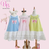 BB -AZD480 T-shirt dress Sleeveless Printed A-line bow with 2-layer flared lace