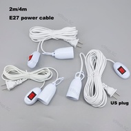 2m/4m E27 Extension Cord with Switch LED Bulb Socket Adapter Screw Holder US Plug  SG9B
