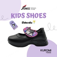 Y-Roon Kindergarten School Shoes For Girls Black Leather Model Y666 Authentic Licensed Kuromi Patter