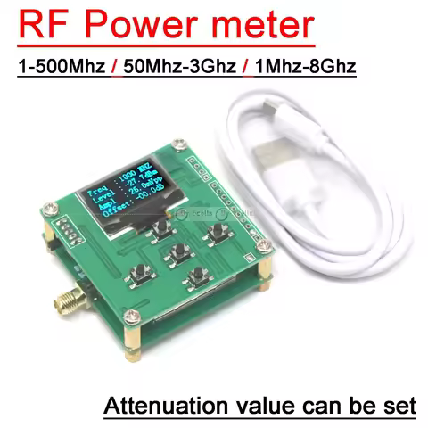 1M-8000Mhz RF Power Meter W Sofware RF Power Attenuation Value Can Set F/ Ham Radio Amplifier Measur