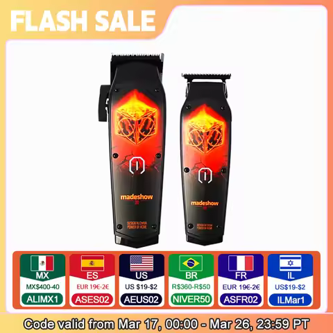 New D0 MadeShow M10M11 Professional Hair Clipper + Trimmer Set 0.1mmHair Cutting Machine Cutting T B