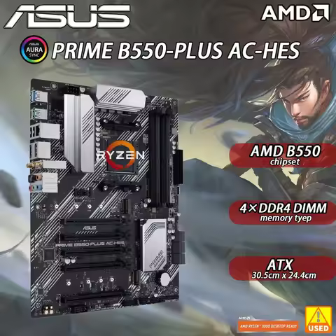 B550 Motherboard ASUS PRIME B550-PLUS AC-HES for Ryzen 7 5700x 5700x3d 5800x3d AM4 Motherboard for R
