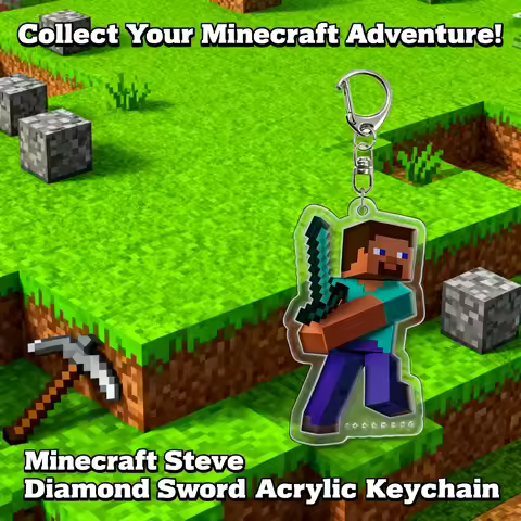 Minecraft Acrylic Keychain Pendant Sandbox Game Merchandise Collectible Cross Border In Stock