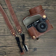 เคสหนัง PU สำหรับ Fujifilm Fuji X100F X100V กระเป๋ากล้องพร้อมช่องเปิดเปลือกแข็งป้องกันแบตเตอรี่ด้านล