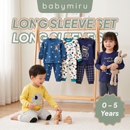 Budak Baju Lengan Panjang Set 0-5 Years Seluar Panjang Lelaki Perempuan Boy Girl Button Pajamas