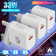 33W USB PD QC3.0 Fast Charging Charger - Travel Plugs Converter - 5V1A Fast Charging Type C Mobile P