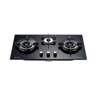 Culitec 86cm 3 burner safety glass gas hob with auto linkage