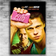 T Fight Club Pitt Film David Fer Classic Movie Silk Fabric Wall Poster Art Decor Sticker Bright