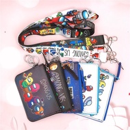 [PipiGO]Among Us Ezlink lanyard Card holder trace together token lanyard men wallet with coin pouch Cartoon Around the game space werewolf kill card set change worker card sets work badge with zipper key ring hanging rope card wallet