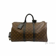 LV Bandouliere原花黑牛皮 Keepall 45
