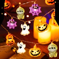 1 Warm Light 4.92FT10LED/9.84FT20LED Halloween Decoration Light String, Ghost Pumpkin/Spider Web/ Mu