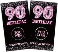 32 Pack Pink Balloon 90th Birthday Theme Scratch Cards - 90th Birthday Scratch Off Tickets - Anniver