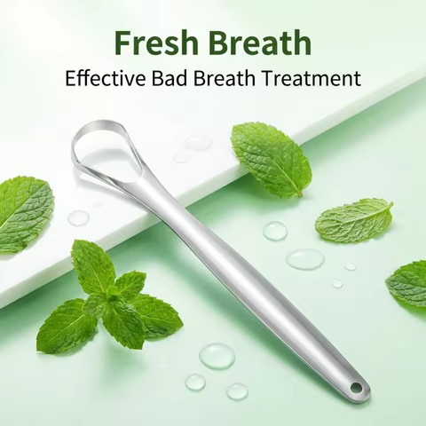 Perfect Curvature Tongue Scraper– Removes Bad Breath, Steel – Fresh Breath & Mirror Polish Oral Care