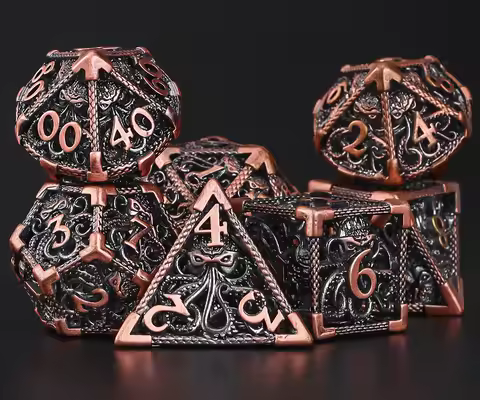 Metal Dice, Handmade Hollow Polyhedral Dice Set for DnD Games