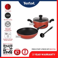 Tefal B507S4 Fresh Start 4pcs Set (Stewpot 20+Wokpan 28+ Ladle) Periuk Pot Pan Wok Kuali - ODOSO