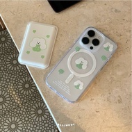 （雜誌保險箱）綠色幸運四葉草小熊手機殼