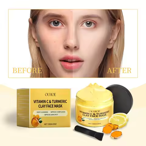 Vitamin C Turmeric Clay Mask Blackhead Removal Anti-Acne Oil Control Even Tone Anti-Irritation White