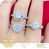 925 Silver Gemstone Ring with White Gold Plating - 925 Silver Ring