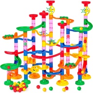 LovesTown Marble Run Toys, 133PCS Educational Construction Maze Block Toy Set with Plastic Marbles f