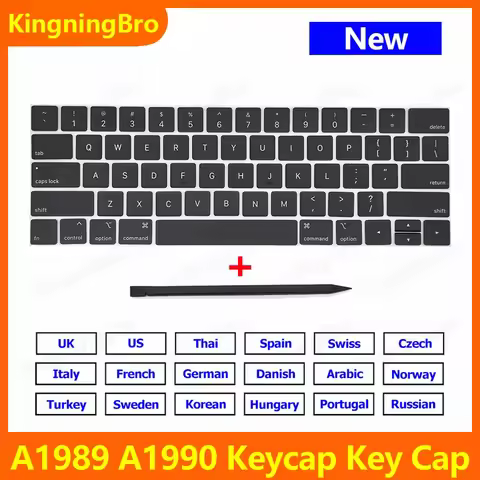 New A1989 A1990 Keyboard Keys Keycaps For Macbook Pro 13" 15" Keycap Key Cap US UK ES FR RU HU PT KR