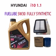 HYUNDAI i10 1.1  OIL FILTER + AIR FILTER + FUELUBE 5W30 FULLY SYNTHETIC  ENGINE OIL