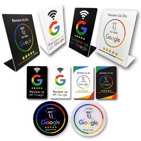 13.56Mhz Programmable Google Review Card NFC Station Table Acrylic Stickers Waterproof NFC Stand Goo