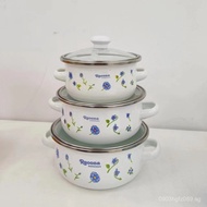 enamel601DGpot  Enamel Pot12-14-16cm Mini Enamel Cooking Pot mini Small milk boiling pot3Set CI1Q