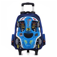 Kids Trolley Luggage Bags With Wheels School Bag Cute Children 3D Cars Design Backpack for Boy Girl Travel Cabin Size - Red / Blue [SG Stock]