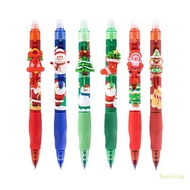 Treeling 6Pcs Christmas Erasable Gel Pen Retractable Gel Inks Pen for Stocking Fillers
