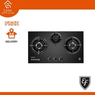 EF 73CM 3 Burners, Black Glass GAS HOB - EFH 7630 TN VGB