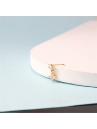 1Pc Cutesy Shiny CZ Four Leaf Clover L Shape Pin Dangle Mũi Studs Cho Phụ Nữ Đồ Trang Sức Cơ Thể Đồ 