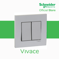 Schneider Electric Vivace 10A 2 Gang Press Switch Aluminium Silver (Autogate)