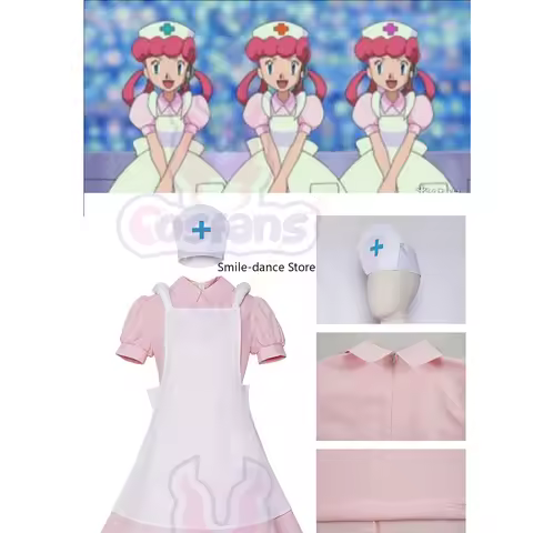 Nurse Joy Cosplay Costume Anime Nurse Uniform Maid Outfit Women's Dresses Halloween Role-playing Out