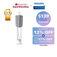 PHILIPS Easy Touch Stand Garment Steamer - GC487/86, 1800W, StyleMat, Compact Design