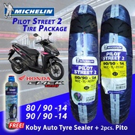 MICHELIN Pilot Street 2 Tire Set for Honda Click 125i 2 pcs ( with FREE Koby Tire Sealant and Pito )