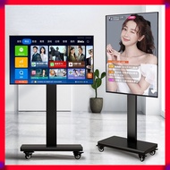 Adjustable TV Floor Stand with Swivel Mount and Wheels Universal TV Bracket Mobile White Floor Rack