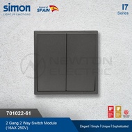 Simon i7 2 Gang 2 Way Switch - Gray (Frameless) - Hotel Series Switch