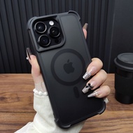 เคสโทรศัพท์แบบซิลิโคนสำหรับ Apple 16ProMax iPhone 15 อลูมิเนียมผสม หน้าจอ 14Plus 4 ทิศทาง 13 แม่เหล็