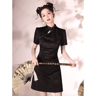 IBUY Black Cheongsam - Modern Summer Design for Girls