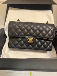 Chanel Classic Flap Small Bag 23 黑金 荔枝皮