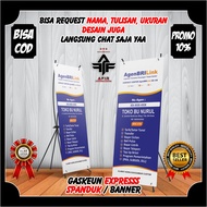 Spanduk Banner Backdrop Model Berdiri Jasa Brilink - X Banner Brilink Model Berdiri Desain Custom