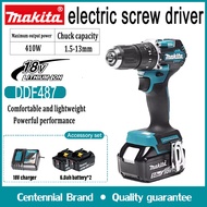 (100% authentic) Makita DDF487 Cordless Electric Drill Electric Drill Cordless Attach 2 sections 18V battery Brushless electric screwdriver Large torque family pistol drill