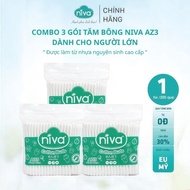 [Combo of 3] NIVA Cotton Swabs Pack of 200 Plastic Sticks for Adults Zipper Bag Az3